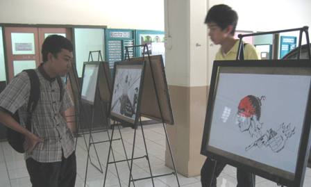 Karya-karya peserta lomba karikatur dipamerkan di Hall FIAI